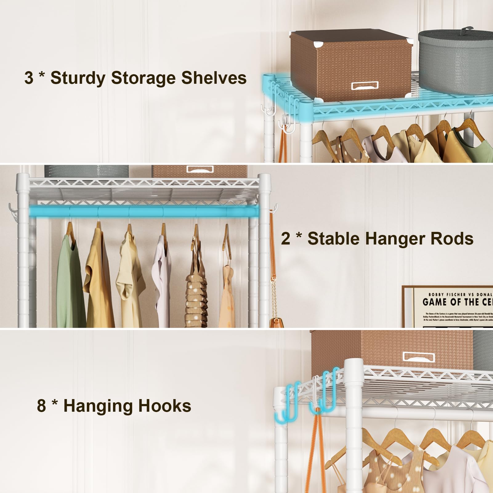 FUTASSI P3 Mini rack in closet or laundry space for tidy clothing.