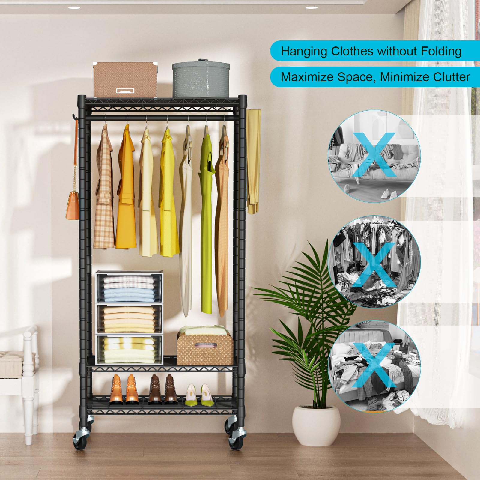 FUTASSI P3 mini rolling rack supports up to 430 pounds total.