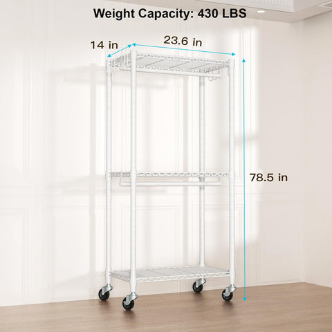 FUTASSI P3 Mini rack wheels locked for stable repositioning in any room.