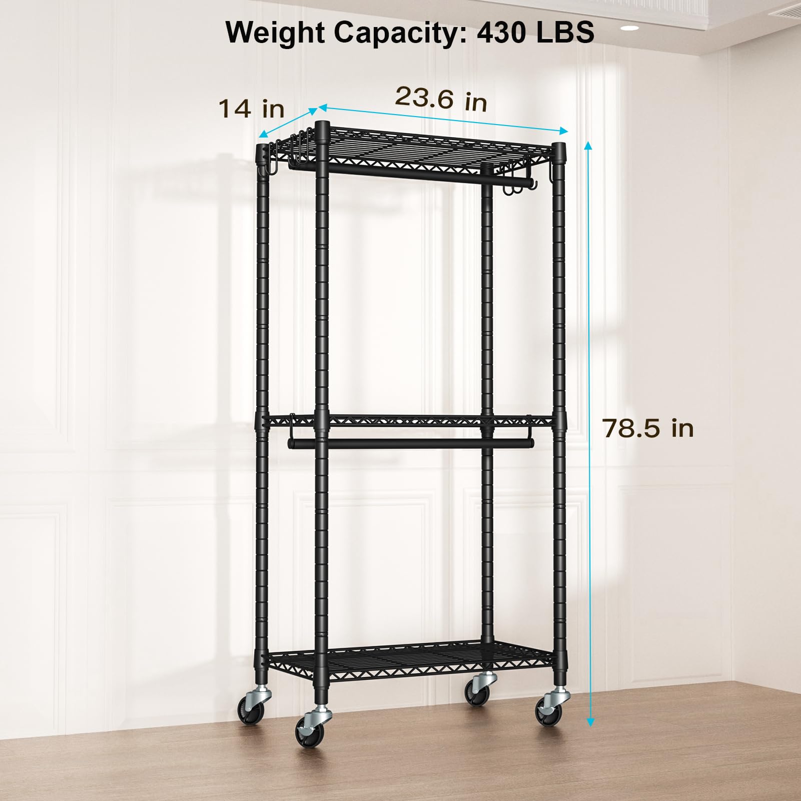 FUTASSI P3 mini rolling rack with locking wheels ensures secure placement.