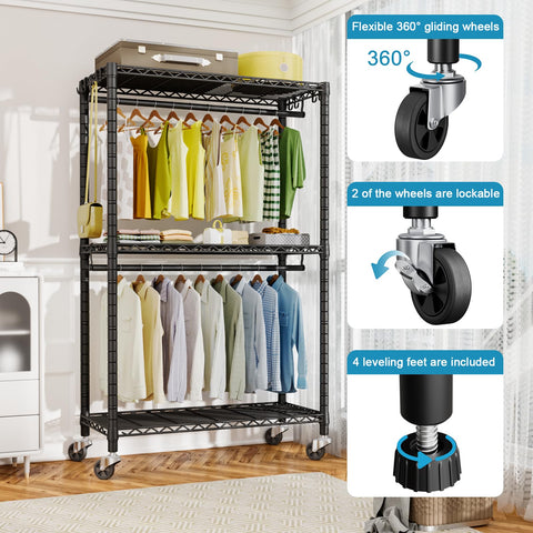 FUTASSI P3 adjustable shelves maximize space for coats, shoes, and accessories.