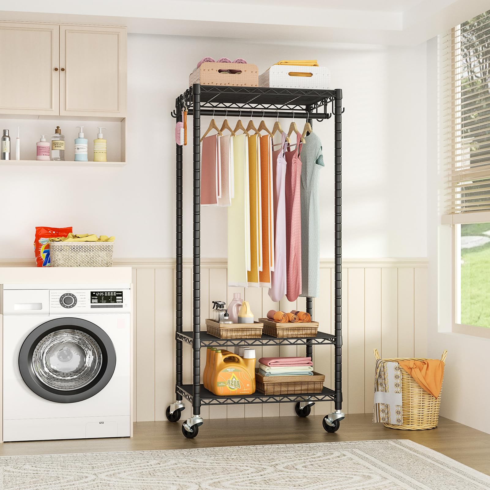 FUTASSI P6 mini rolling clothes rack adjustable shelves keeping outfits organized