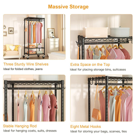 FUTASSI P6 mini rolling clothes rack in a bedroom setup tidying space