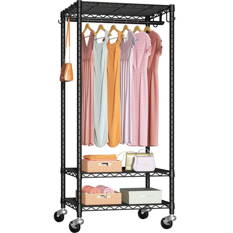 FUTASSI P6 mini rolling clothes rack front view highlighting sturdy frame and wheels