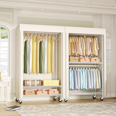 FUTASSI rolling closet with wheels side view highlighting mobility
