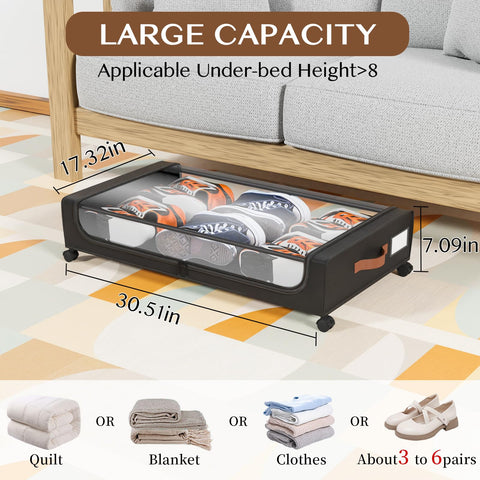 Futego 60l capacity-under-bed-bin offers ample space for clothes, blankets, and shoes.