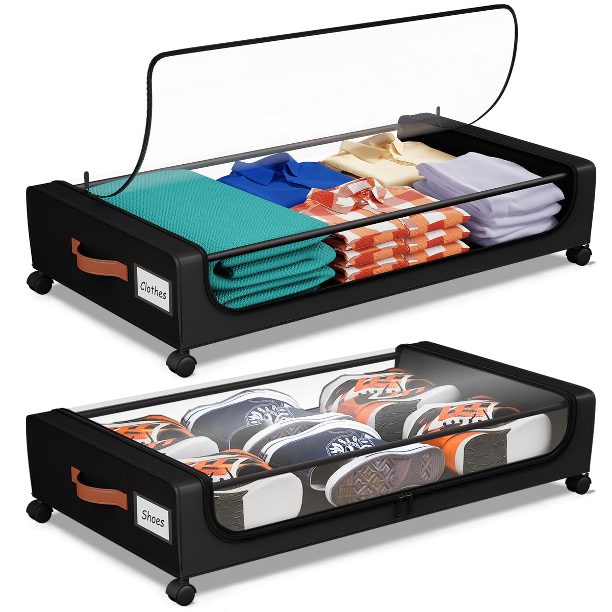 Futego under-bed storage wheels assembly with 360 degrees wheels and locks for easy, stable access.