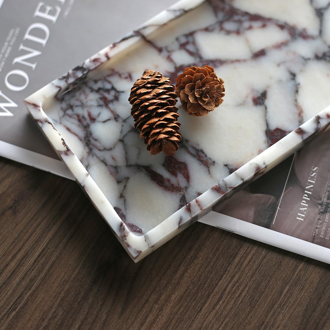 FutureStone Calacatta Viola marble bathroom holder stores towels neatly and accessibly.