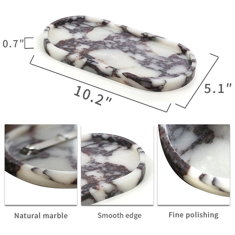 FutureStone Calacatta Viola marble tray close-up edges shows polished finish and durability