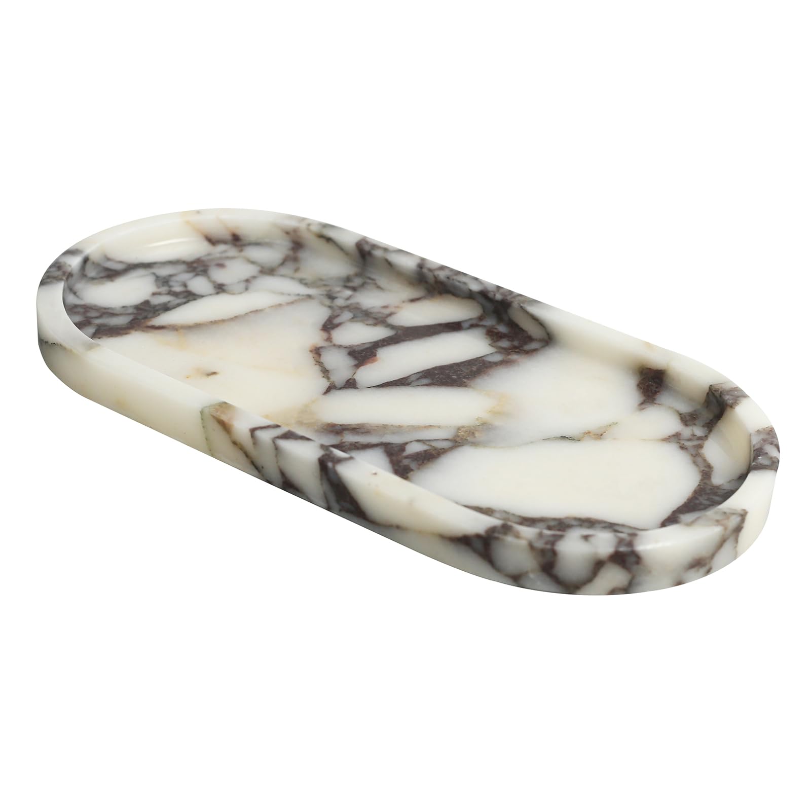 FutureStone Calacatta Viola marble tray top view highlights unique veining for luxury vanity space