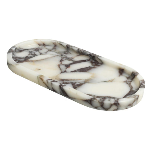 FutureStone Calacatta Viola marble tray top view highlights unique veining for luxury vanity space