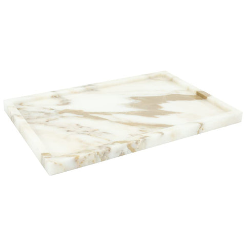 FutureStone marble tray jewelry and perfume organizer enhances vanity organization.