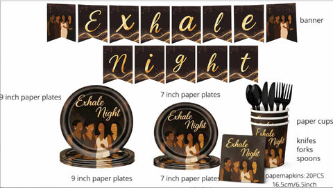 FUURY Exhale Night tableware layout creates a cohesive girls’ night mood.