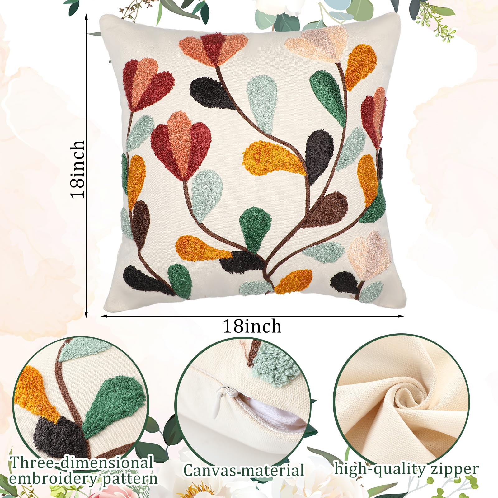 FuWeave pillow cover with a 3D embroidery pattern enhances depth on cushions.