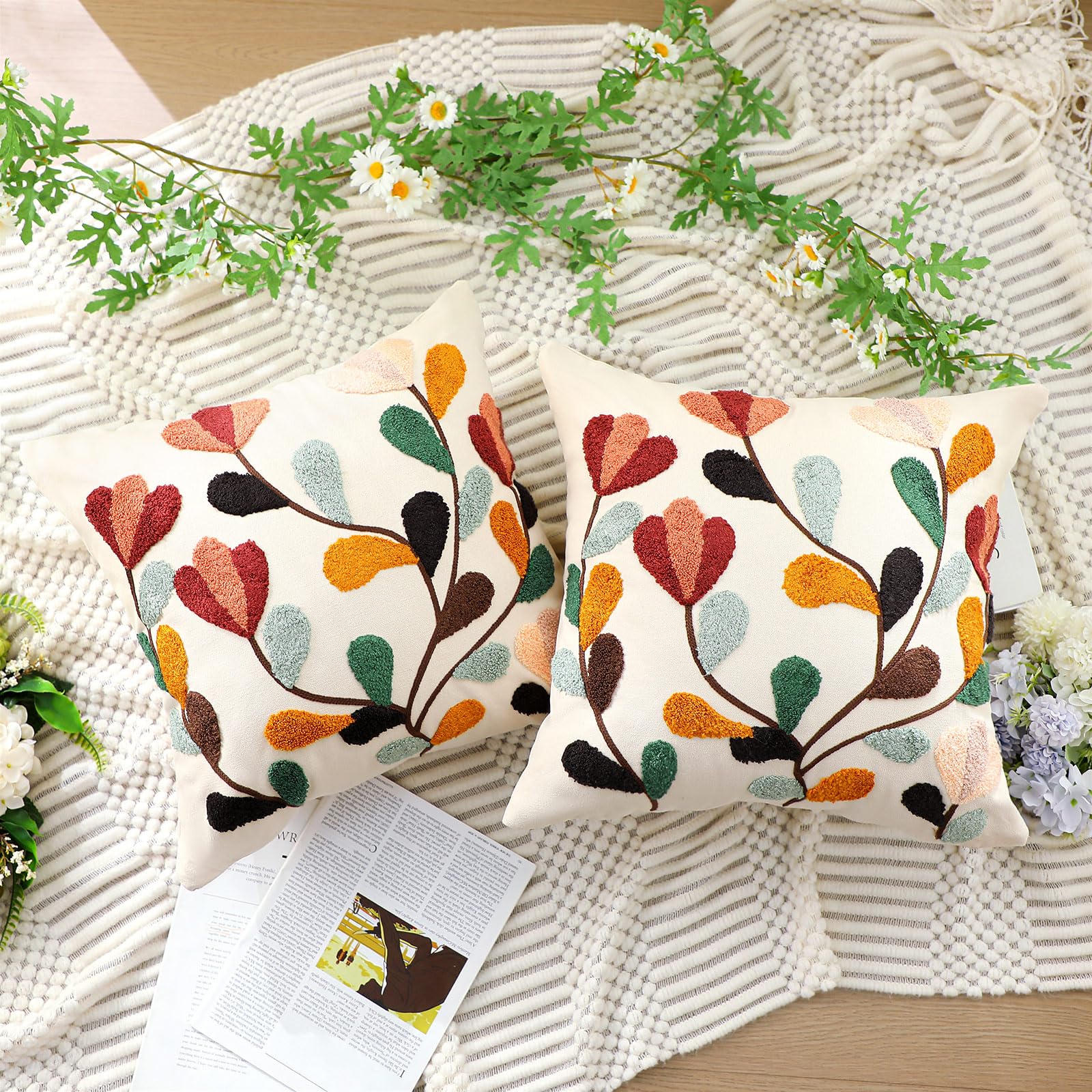 FuWeave colorful textile texture boosts bed and couch styling with Boho charm.
