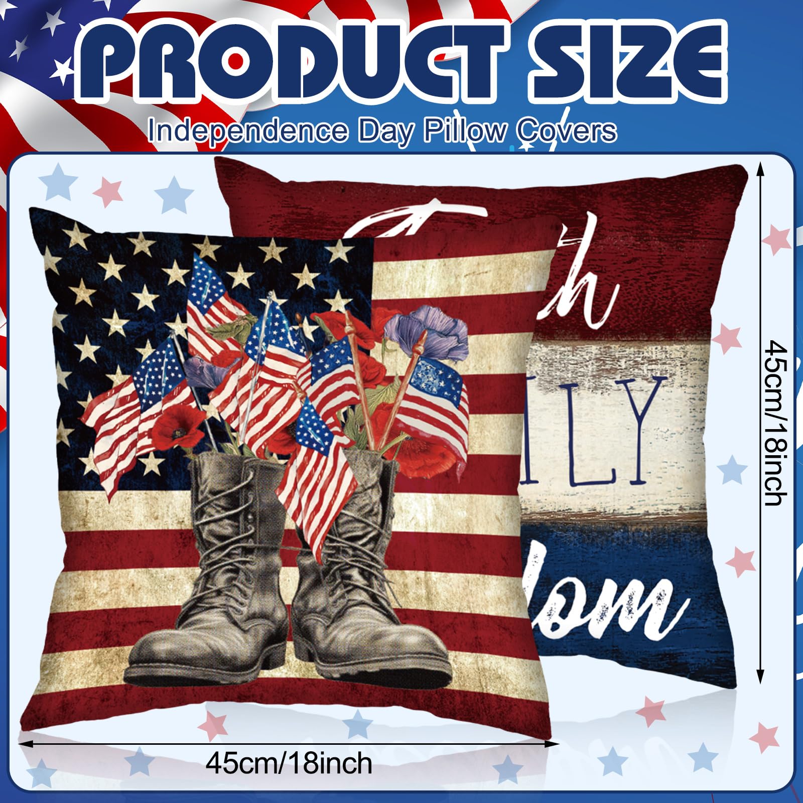 FuWeave Eagle and flag motif pillow cover elevates living room décor.