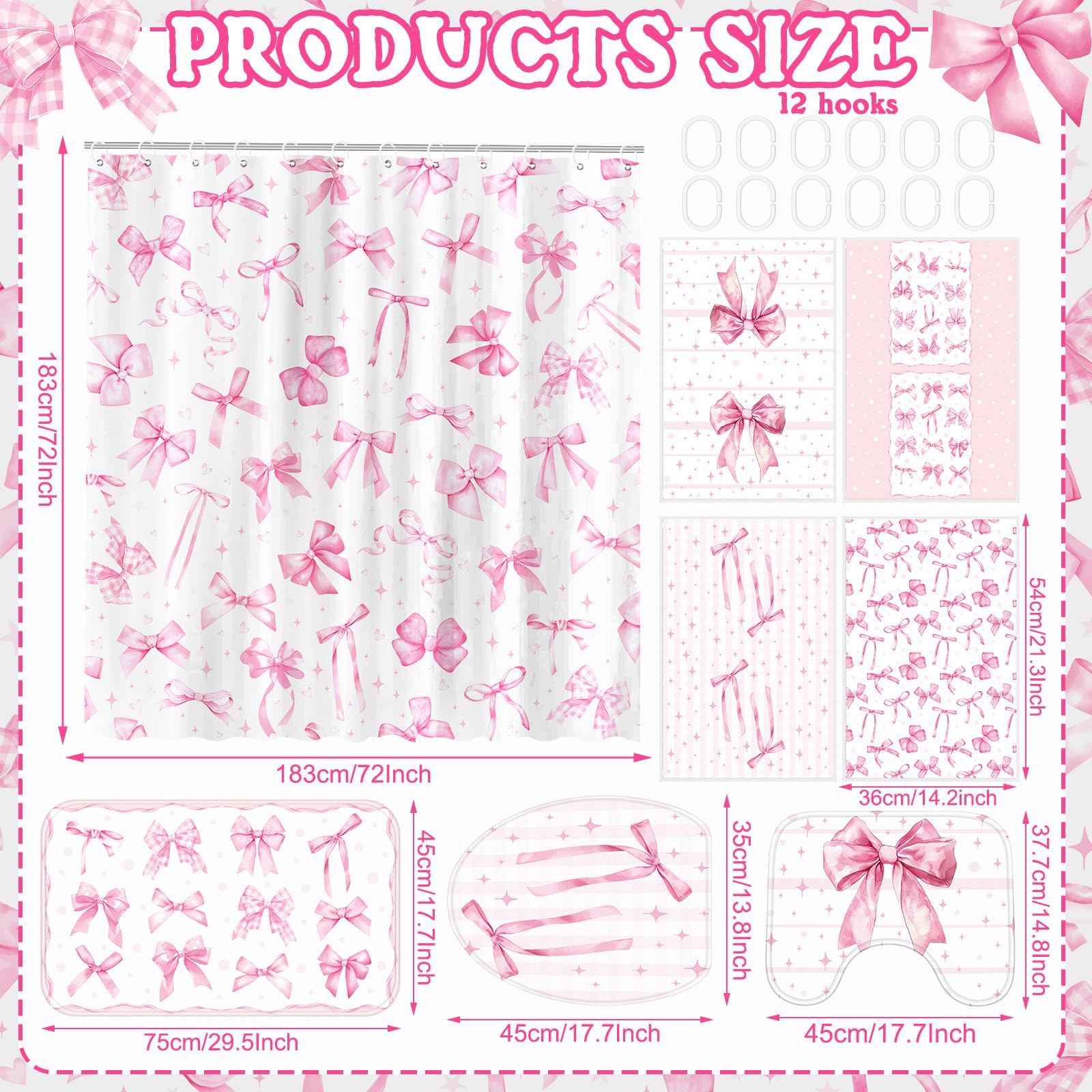 FuWeave pink bow bath mat with non-slip backing enhances safety and comfort