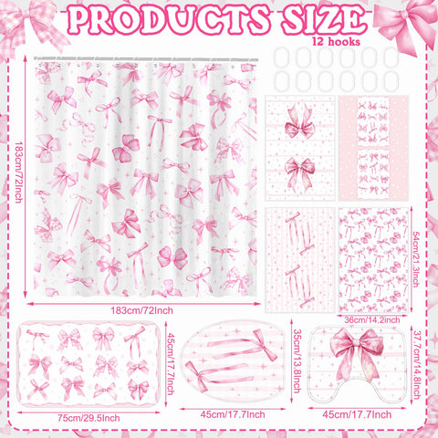 FuWeave pink bow bath mat with non-slip backing enhances safety and comfort