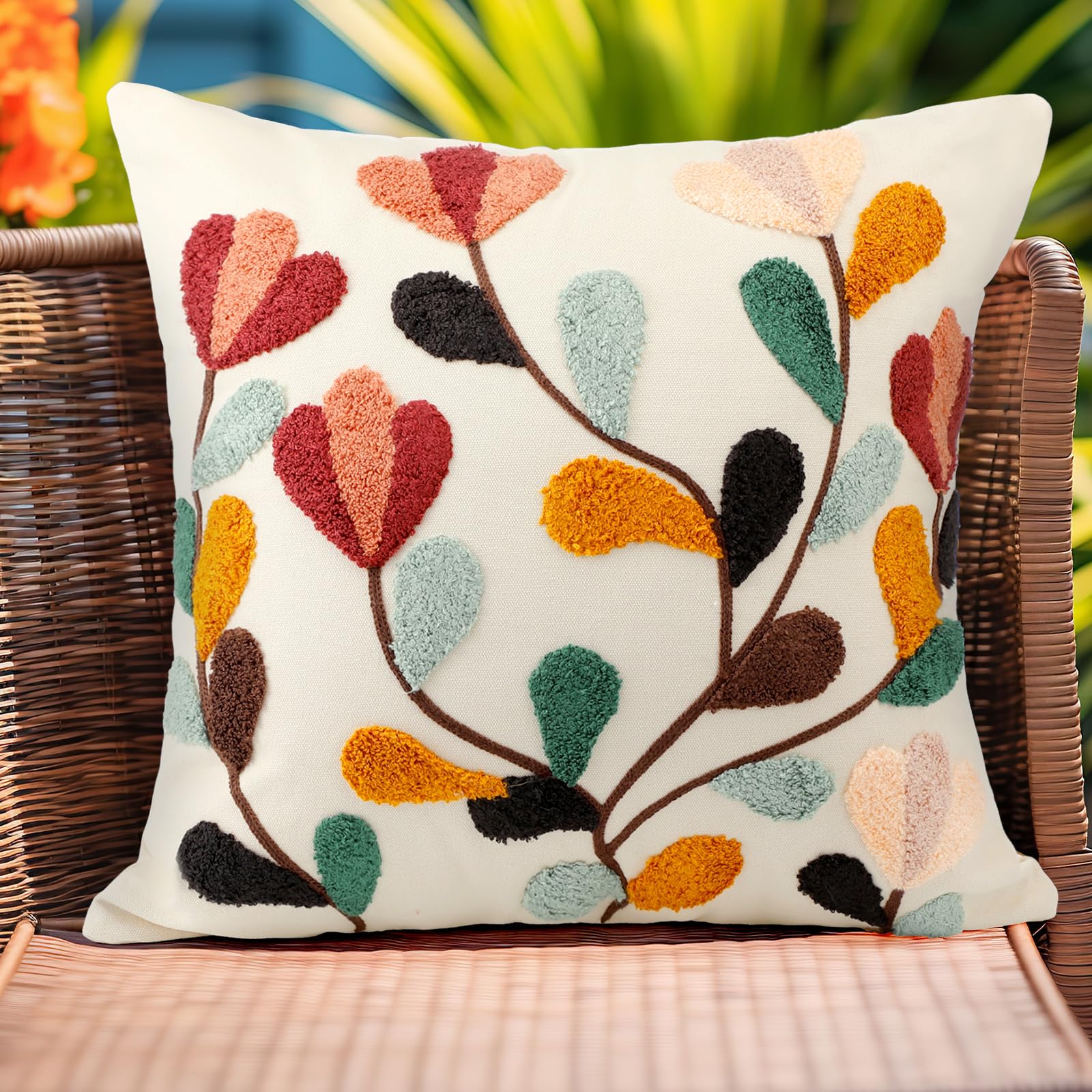 FuWeave 18x18 pillow cover shown on a sofa, elevating living room aesthetics.