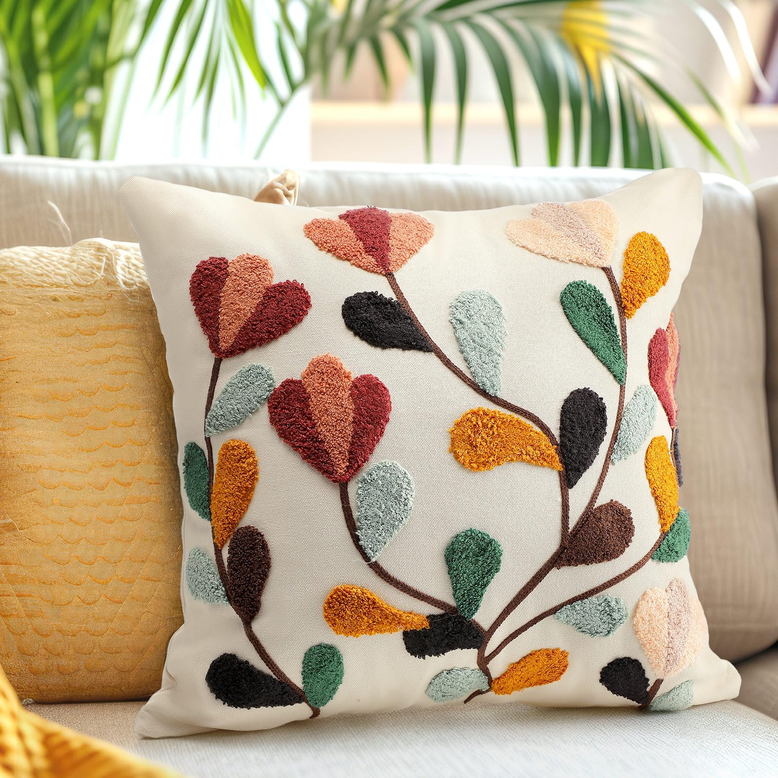 FuWeave two-pack embroidered pillow covers ideal for sofa or bed decor in any room.