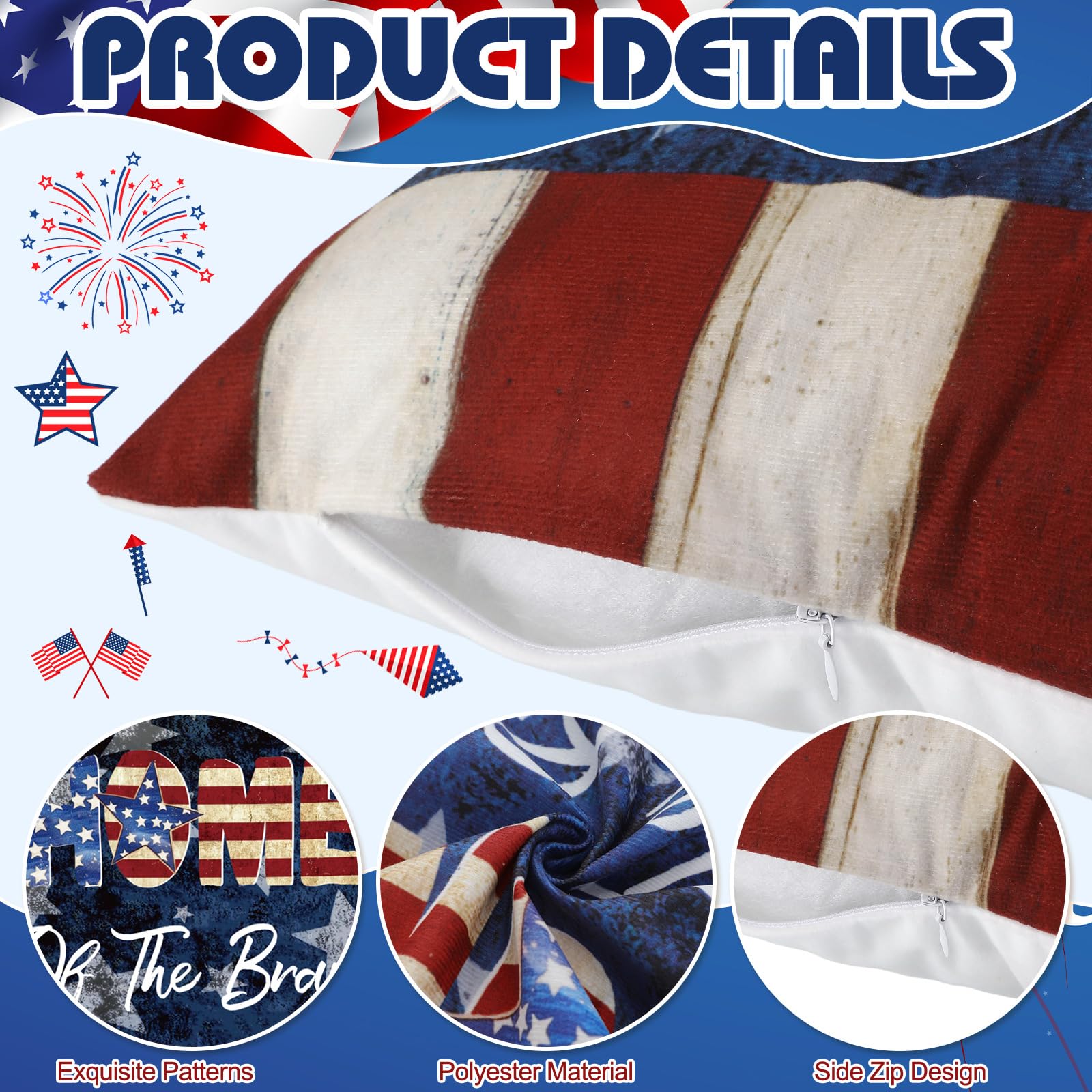 FuWeave Vintage American flag design pillow cover brings timeless Americana.