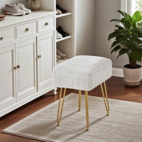 FUXA vanity stool's compact design suits small bedrooms or dorms.