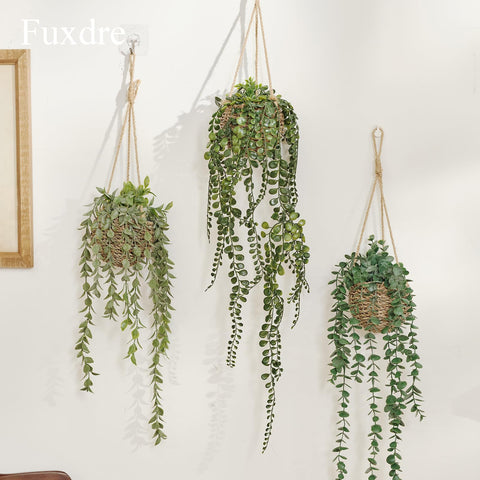 Fuxdre bathroom friendly hanging greens provide a fresh feel without watering.
