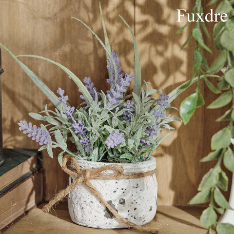 Fuxdre lavender plant on a bedside table completes a gentle decor mood.