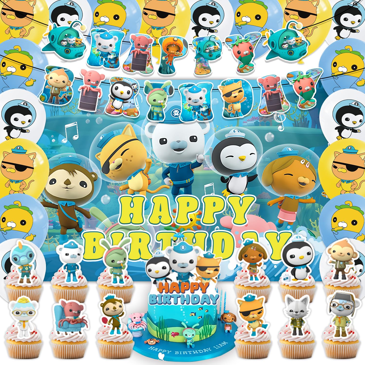 Fuyhiuous Octonauts banner for kids party, colorful and reusable.