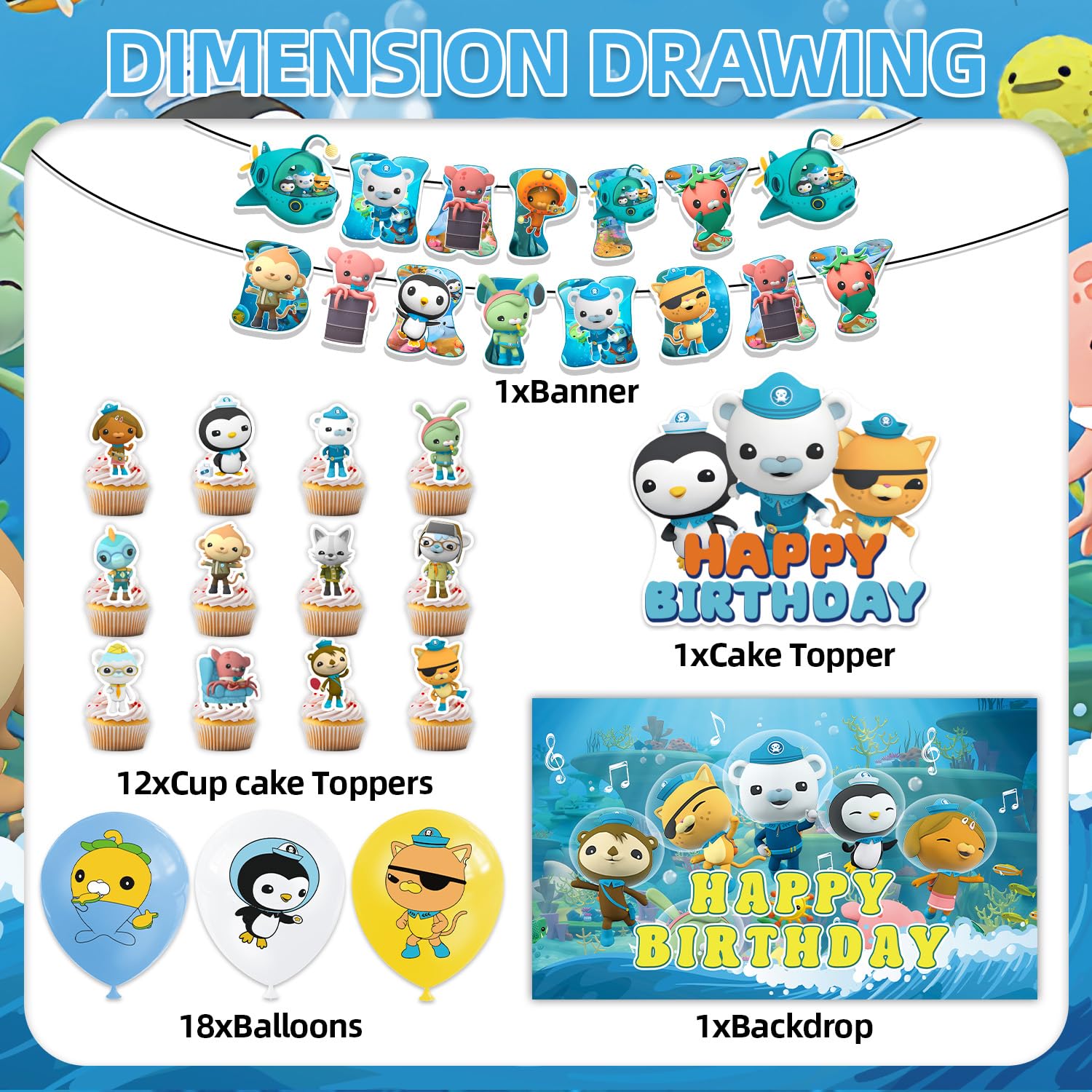 Fuyhiuous Octonauts cake topper adds character to the cake.
