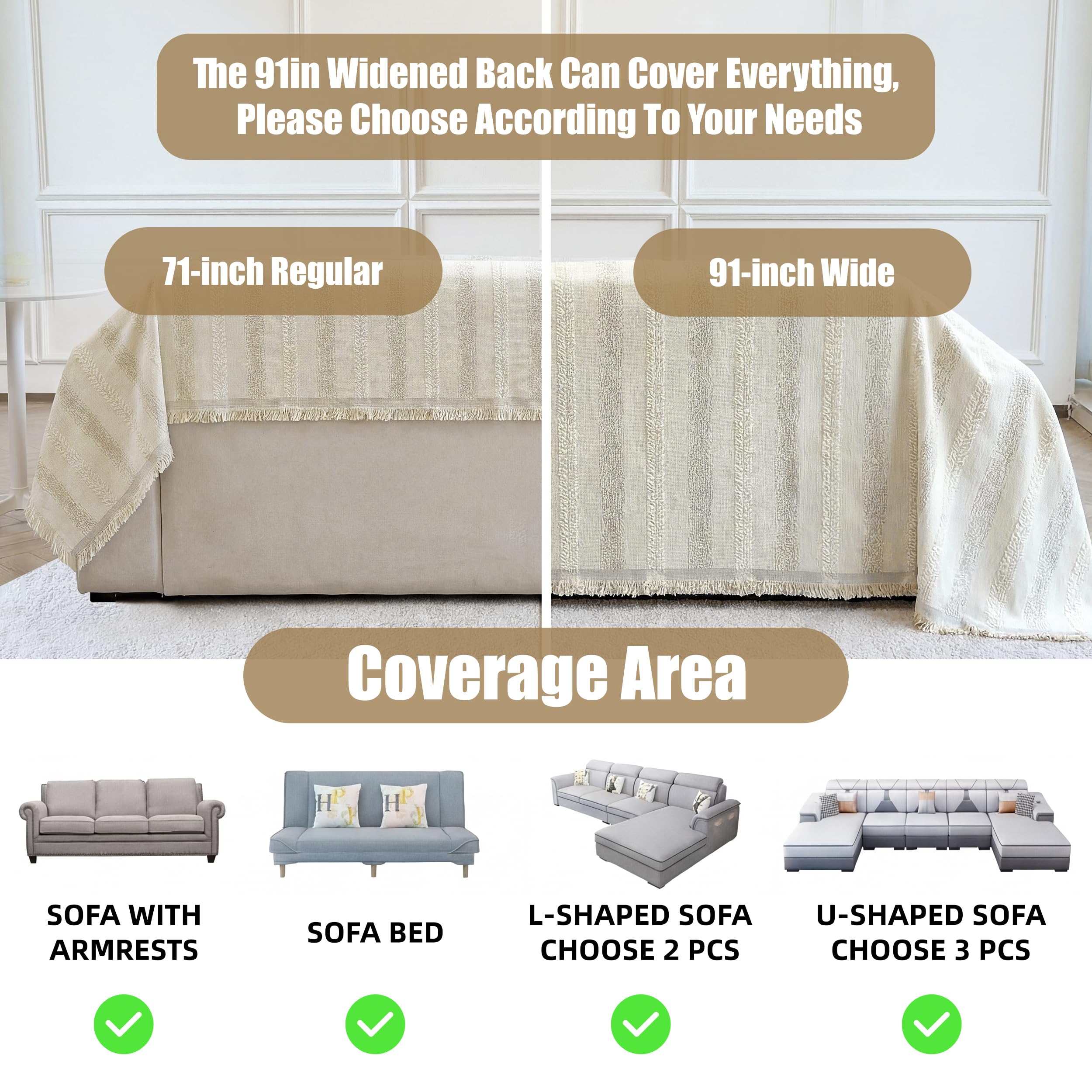 fuyulacom beige sofa cover 71x134 fits three to four seat sofas