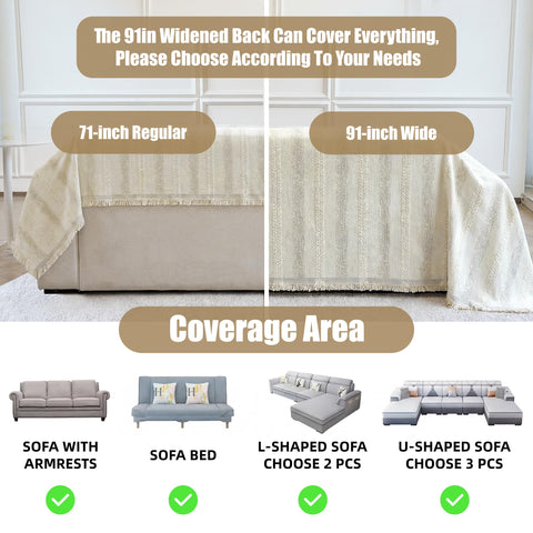 Fuyulacom couch cover in beige protects upholstery.