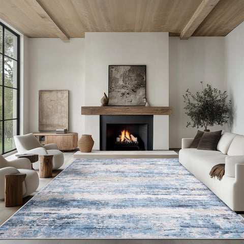 Fuzziness 6x9 area rug with vintage abstract pattern for living rooms and high traffic areas