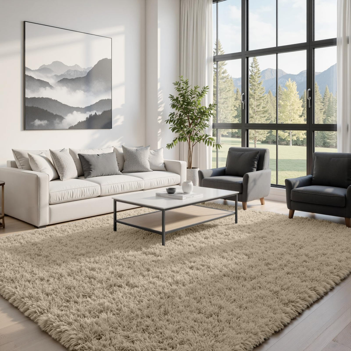 Fuzziness 8x10 living room rug adds warmth and plush underfoot