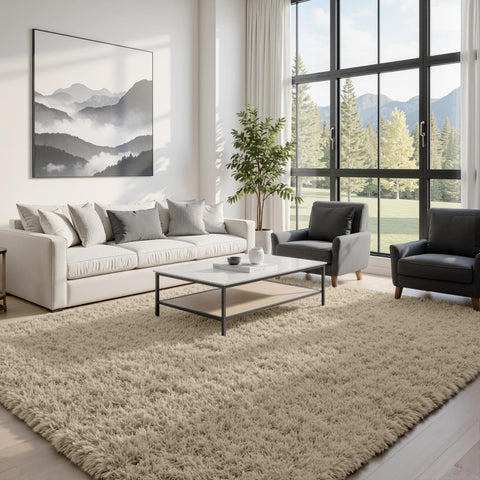 Fuzziness 8x10 living room rug adds warmth and plush underfoot