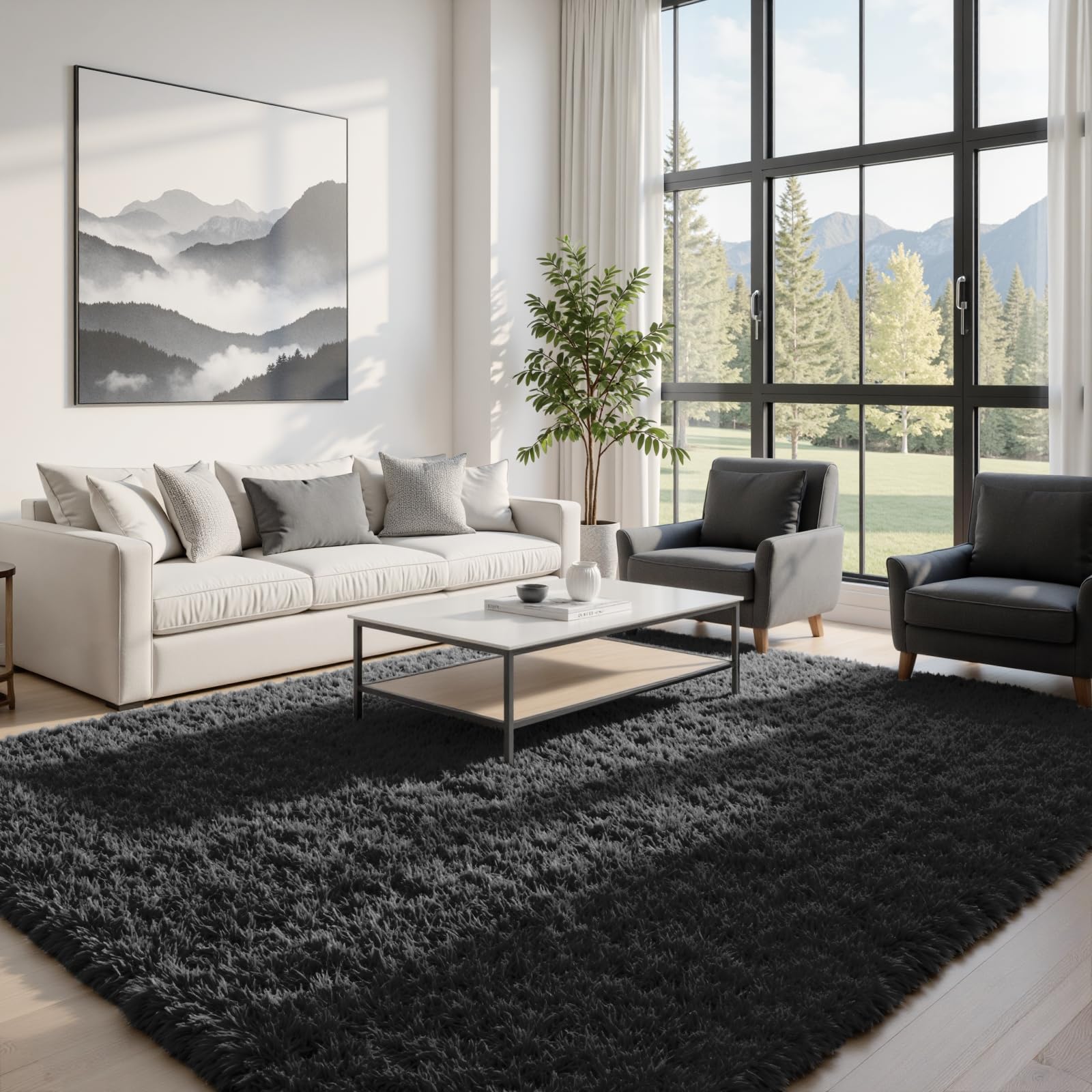 Fuzziness area rug with non-slip backing to stay in place on floors