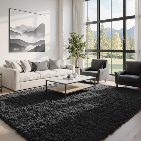 Fuzziness area rug with non-slip backing to stay in place on floors