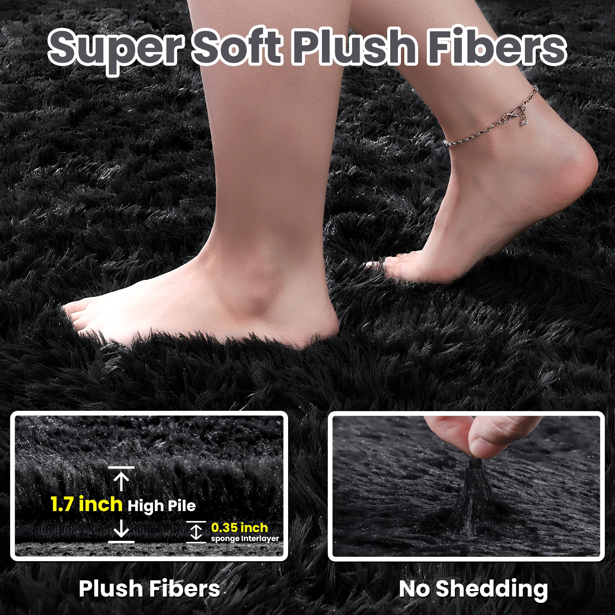 Fuzziness black tie-dye pattern adds stylish texture to any room