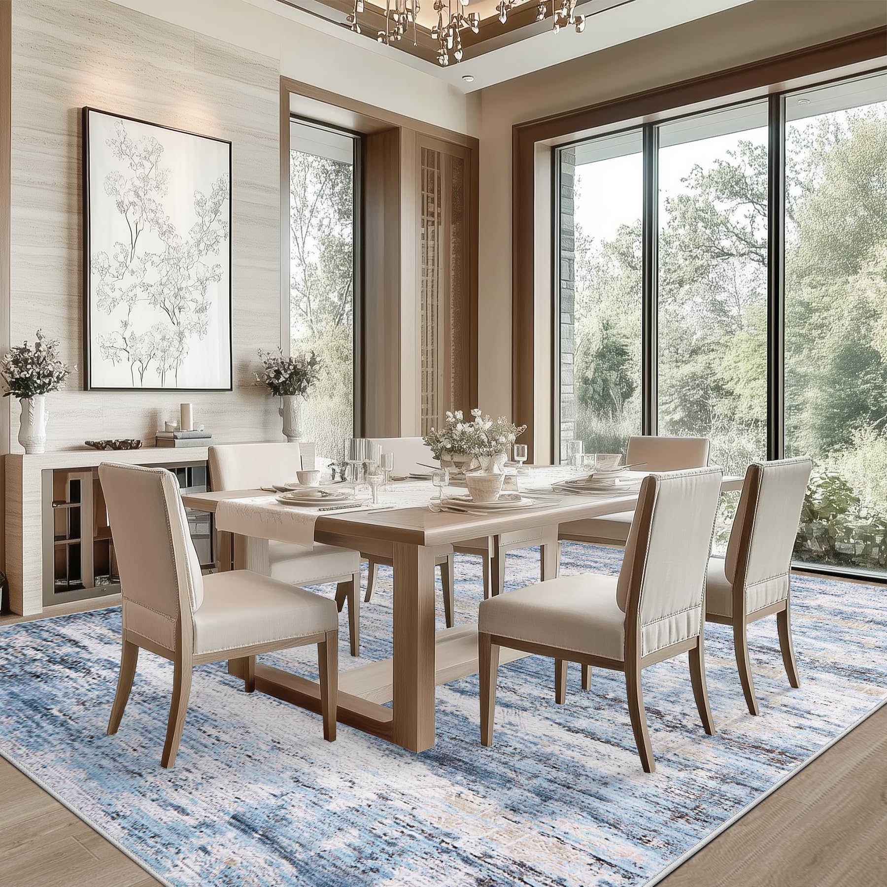 Fuzziness edge durable rug resists wear in high traffic rooms