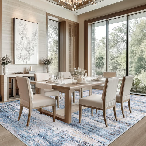 Fuzziness edge durable rug resists wear in high traffic rooms