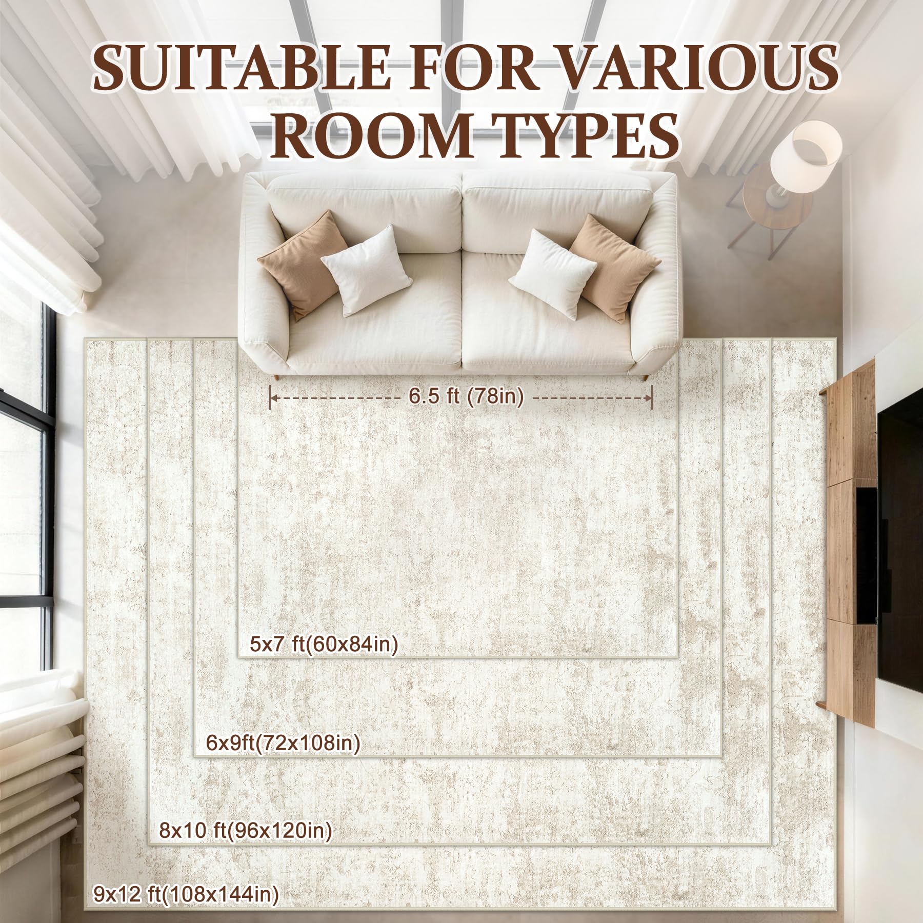 Clear measurements and setup tips to fit your space with Fuzziness rug