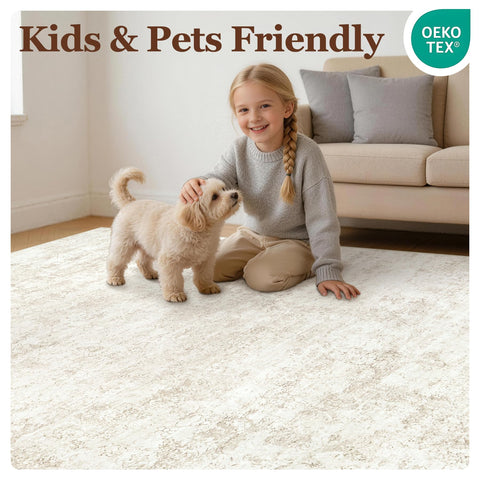 Fuzziness machine-washable rug simplifies cleaning with easy-care routines