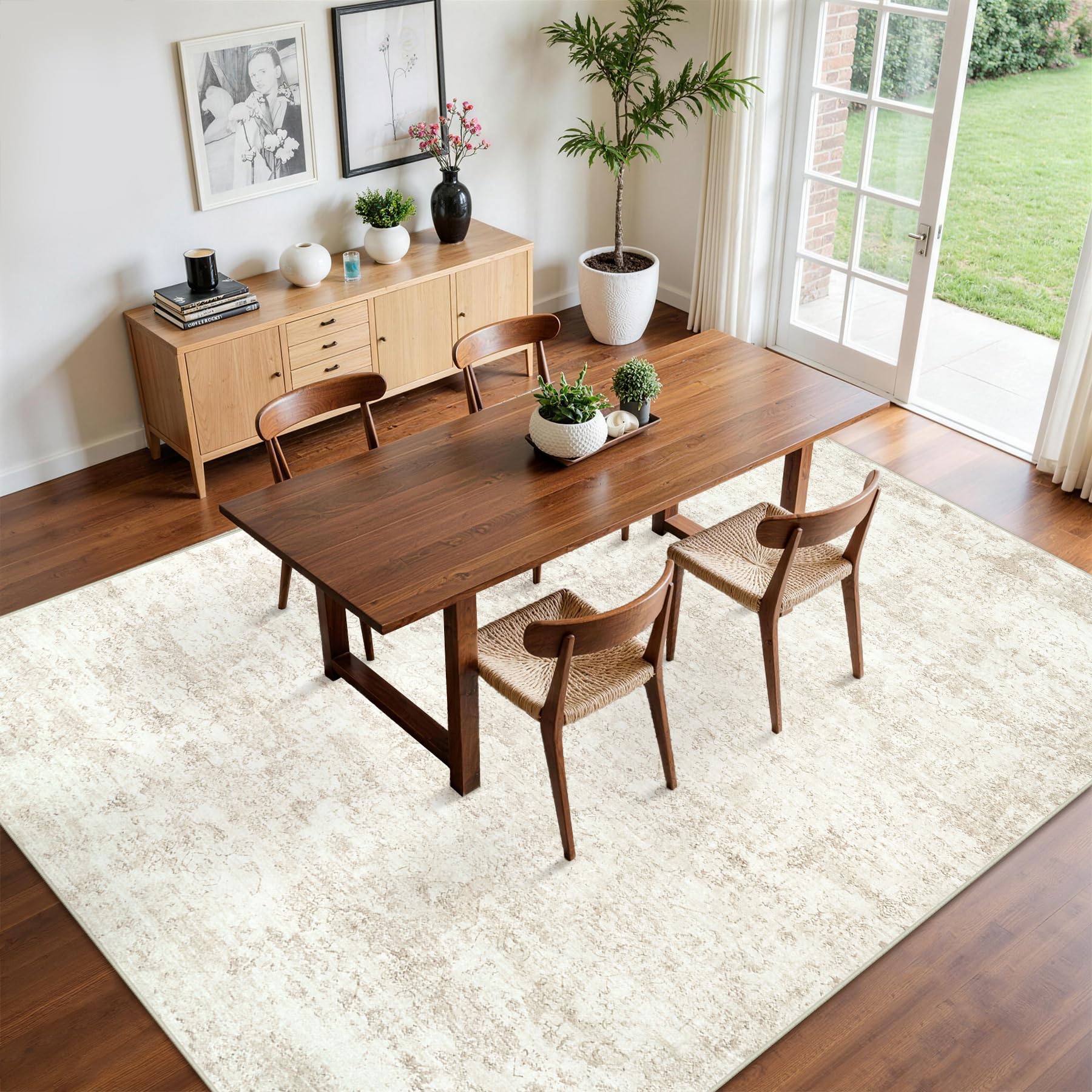 Fuzziness rug with non-slip backing helps keep high-traffic areas safe
