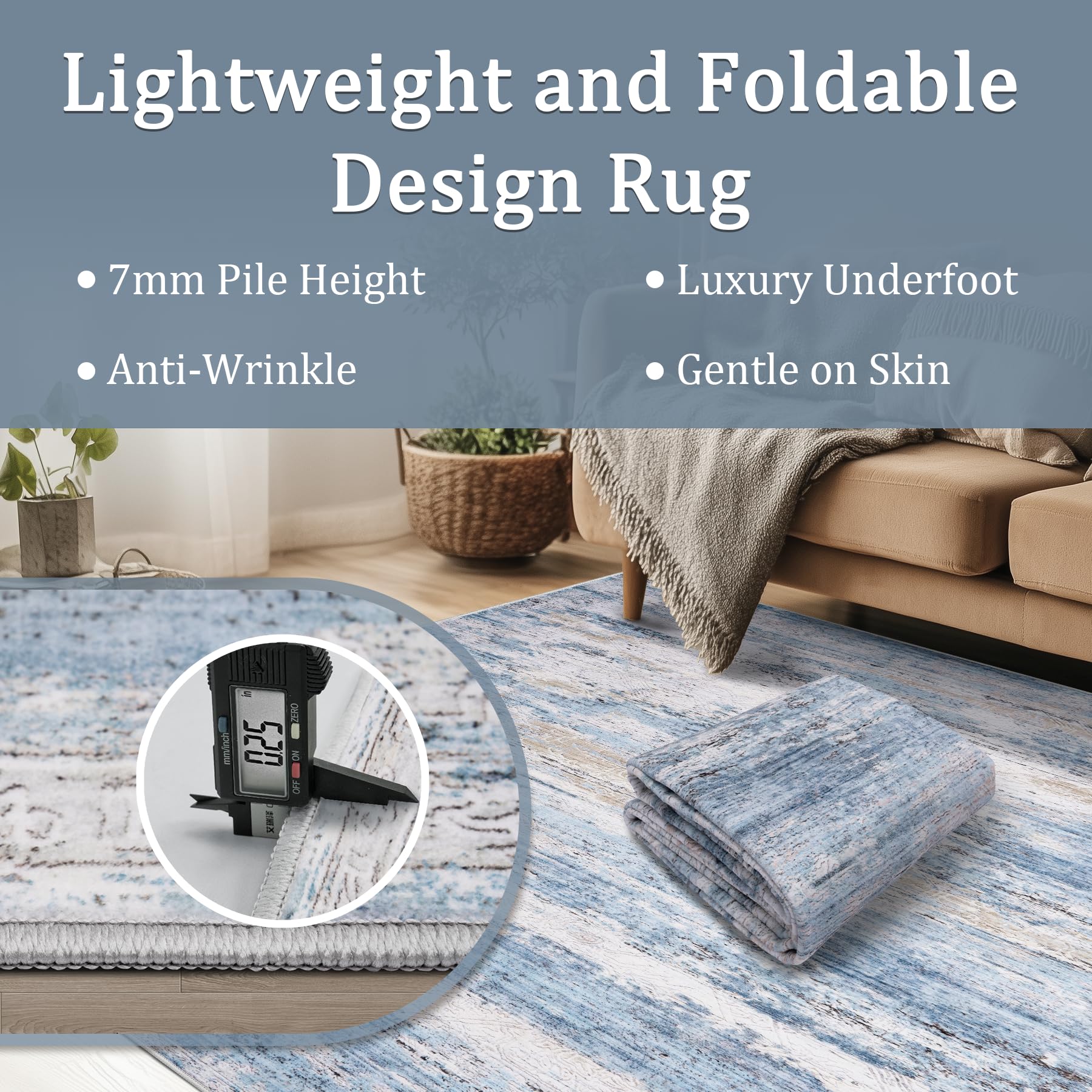 Fuzziness non slip backing rug stays in place during daily use