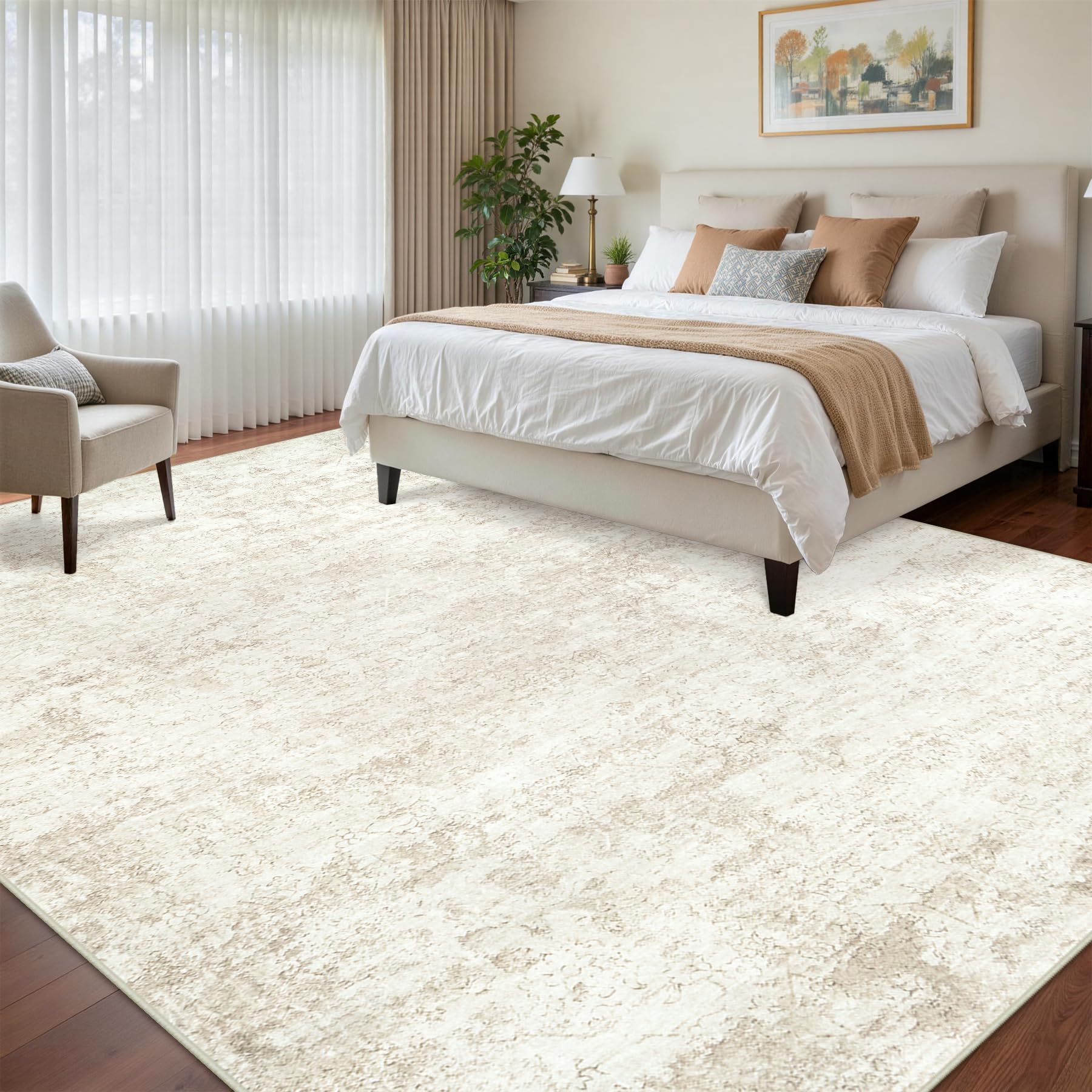Fuzziness vintage floral rug texture in soft faux wool enhances bedroom comfort