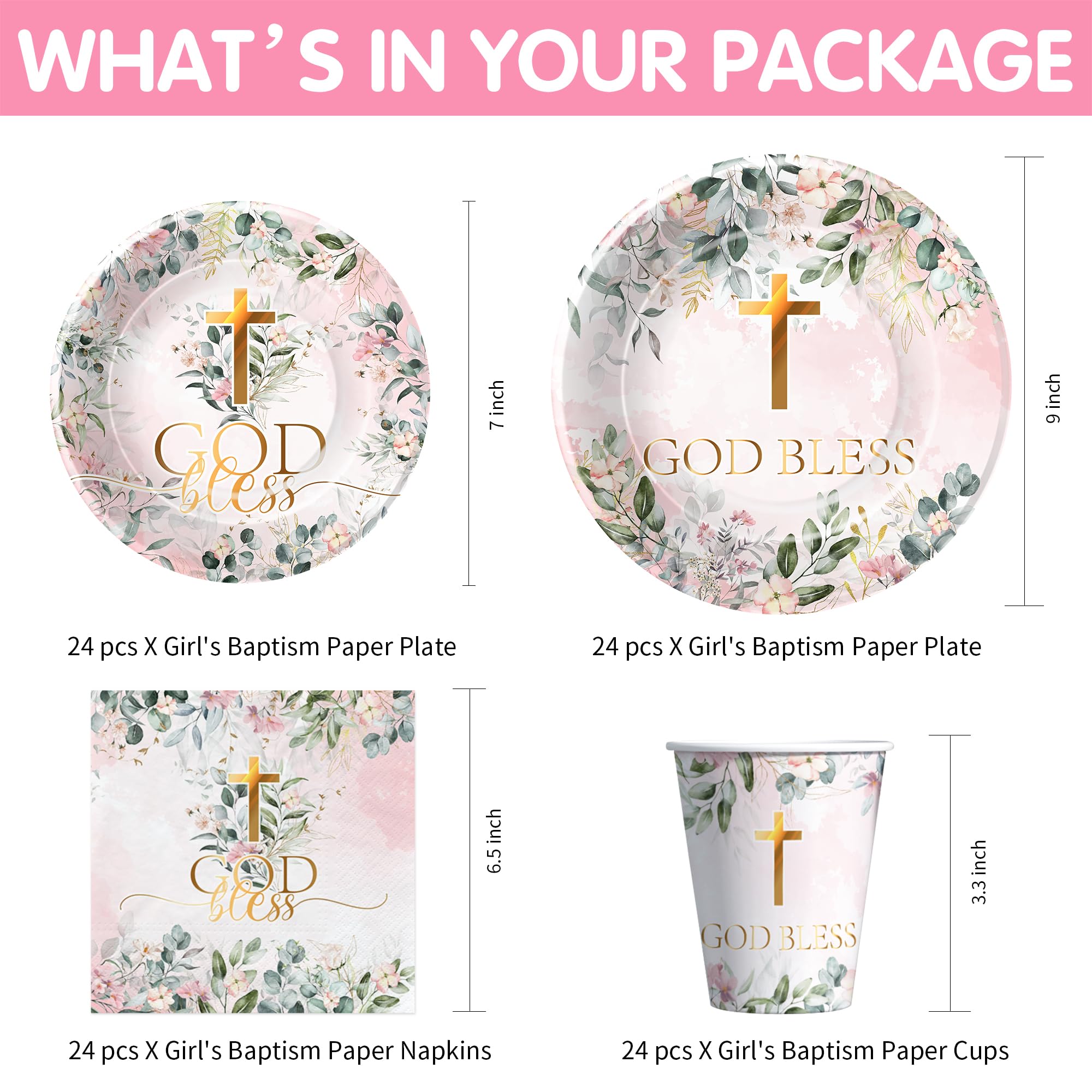FVABO first communion plates 9-inch, sturdy for cake and snacks.