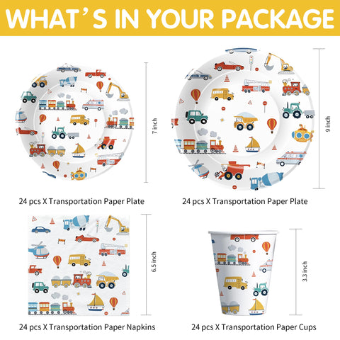 FVABO Transportation 7-inch plates for desserts and snacks