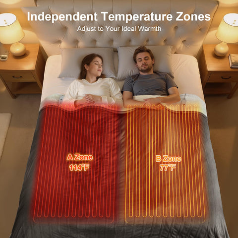 FVERWAG dual-zone heating on blanket enables personalized comfort.