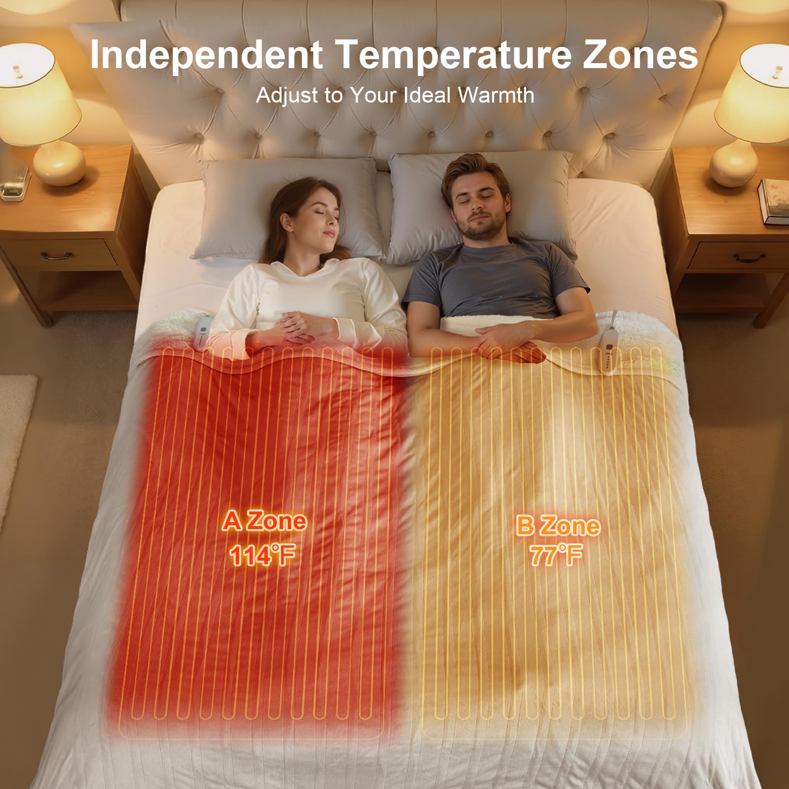 FVERWAG electric blanket queen heat zones offer personalized warmth.