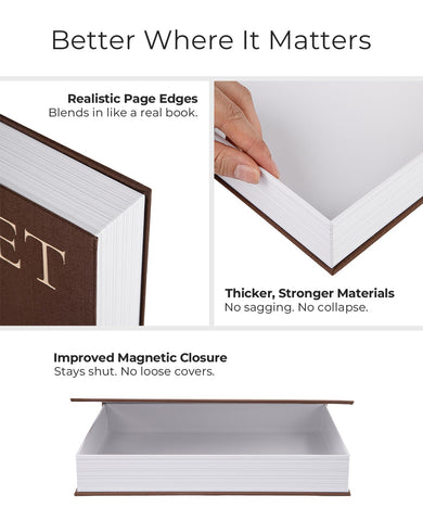 Fveuc entryway display uses faux books for clutter-free entry.